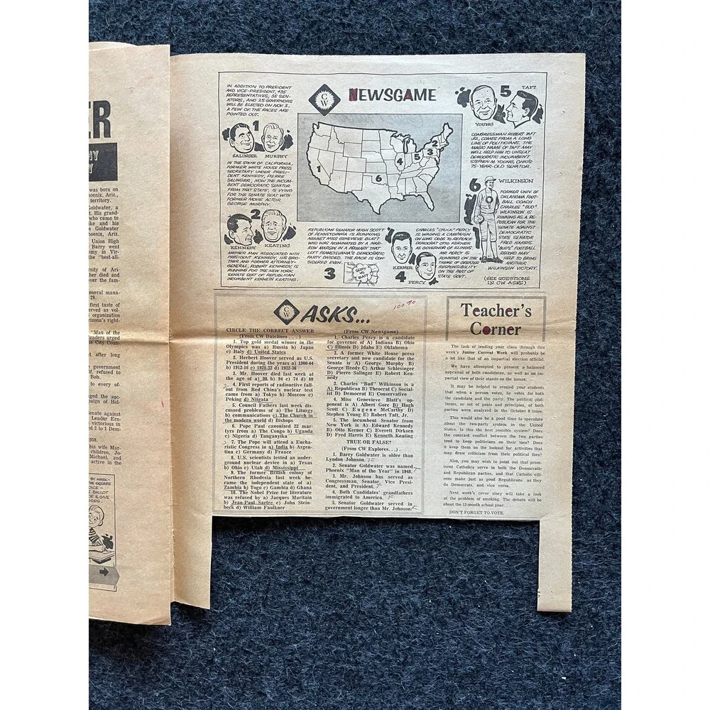 1970s Childrens Cold War Newspaper, Vintage Antique Collectibles, Original Chil